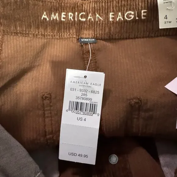 28. NWT American Eagle Super Hi-RIse Brown Corduroy A-Line Button Up Skirt SZ:4 - Picture 8 of 9